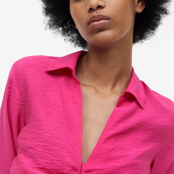 H&M Pink Ruched Long Sleeve Crop Top - Picture 5 of 10